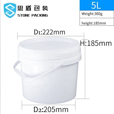 Dia 222mm PP Putih 5l Wadah Plastik Bulat Kimia 360g