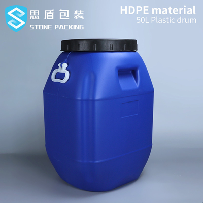 80 * 47mm 50L Drum Plastik Wadah Kimia Plastik Buka Atas Dengan Pegangan
