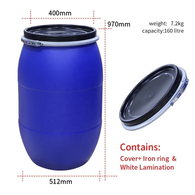 HDPE 55 Galon Biru Barel Wadah Kimia Plastik ISO9001