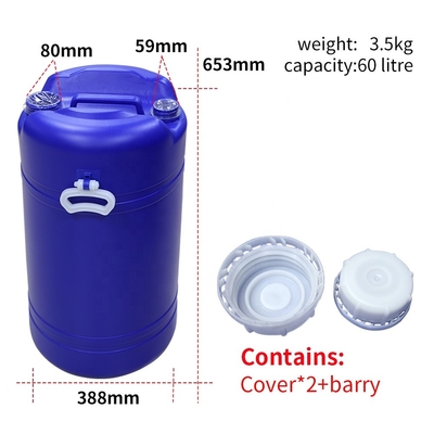 Drum Plastik HDPE Blue 60L 55 Galon Dengan Pegangan Pastic OEM ODM