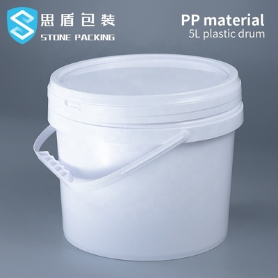 Dia 222mm PP Putih 5l Wadah Plastik Bulat Kimia 360g