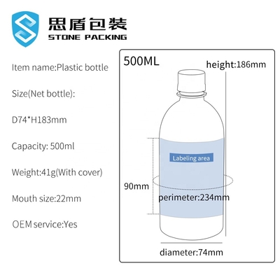 Kecilkan Lengan 1000ml 500ml PET Botol Plastik Atas Sekrup 38g 51g